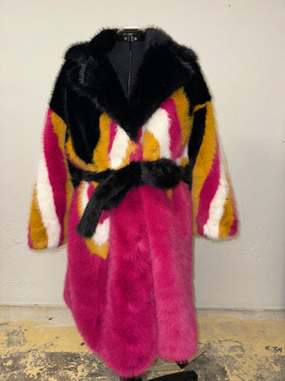Multi Color Fur Coat - The Vault by Sacha