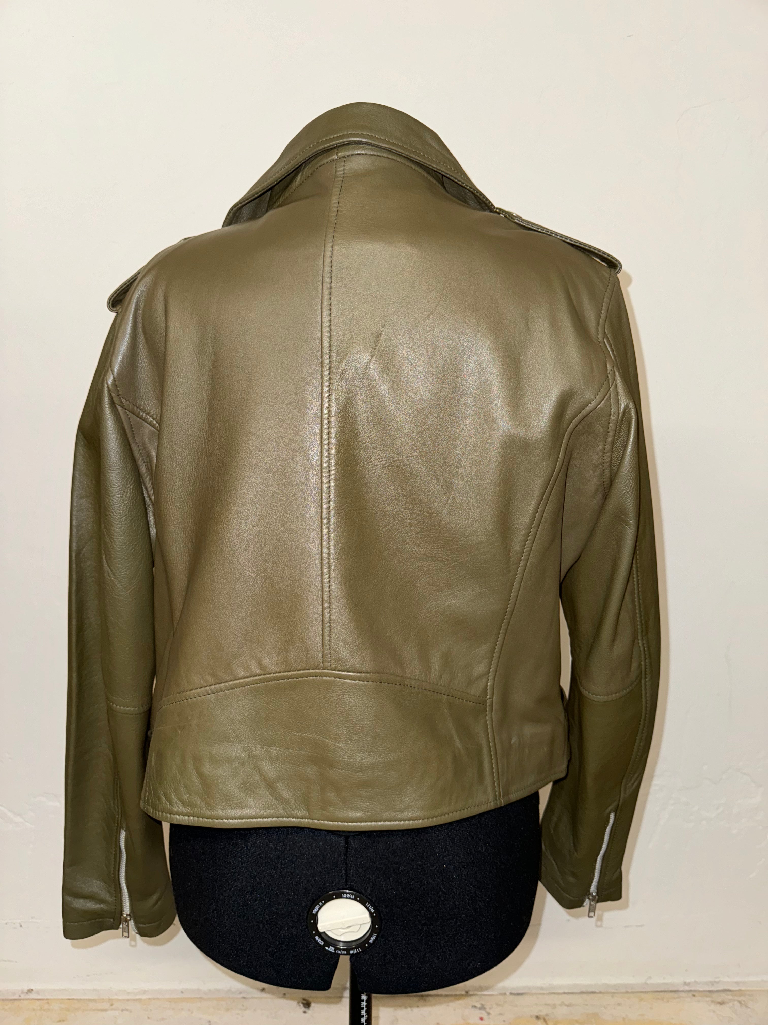 Olive Classic Biker Leather Jacket