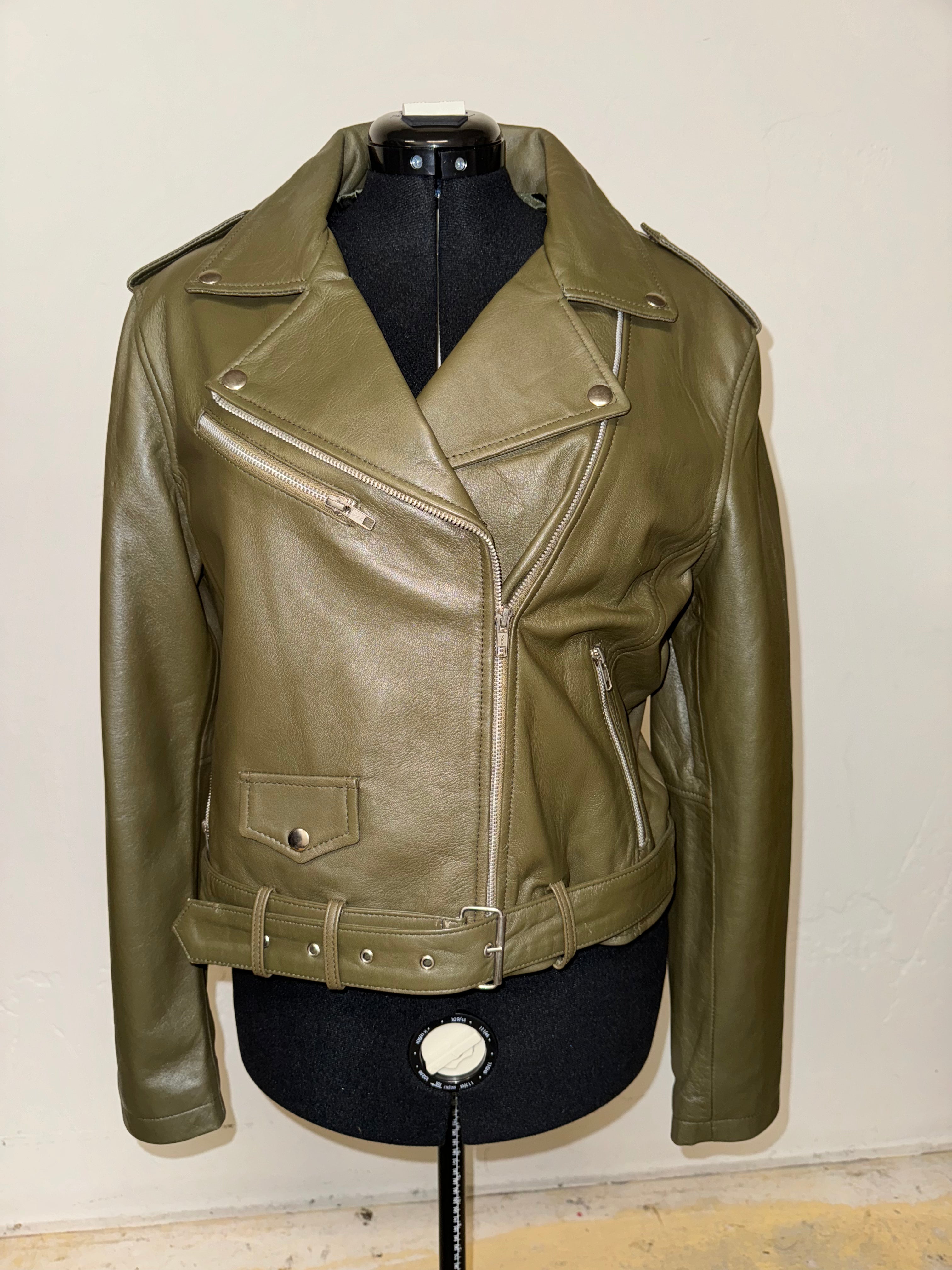Olive Classic Biker Leather Jacket