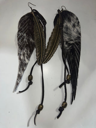 Genuine Leather Pony Hair Earrings