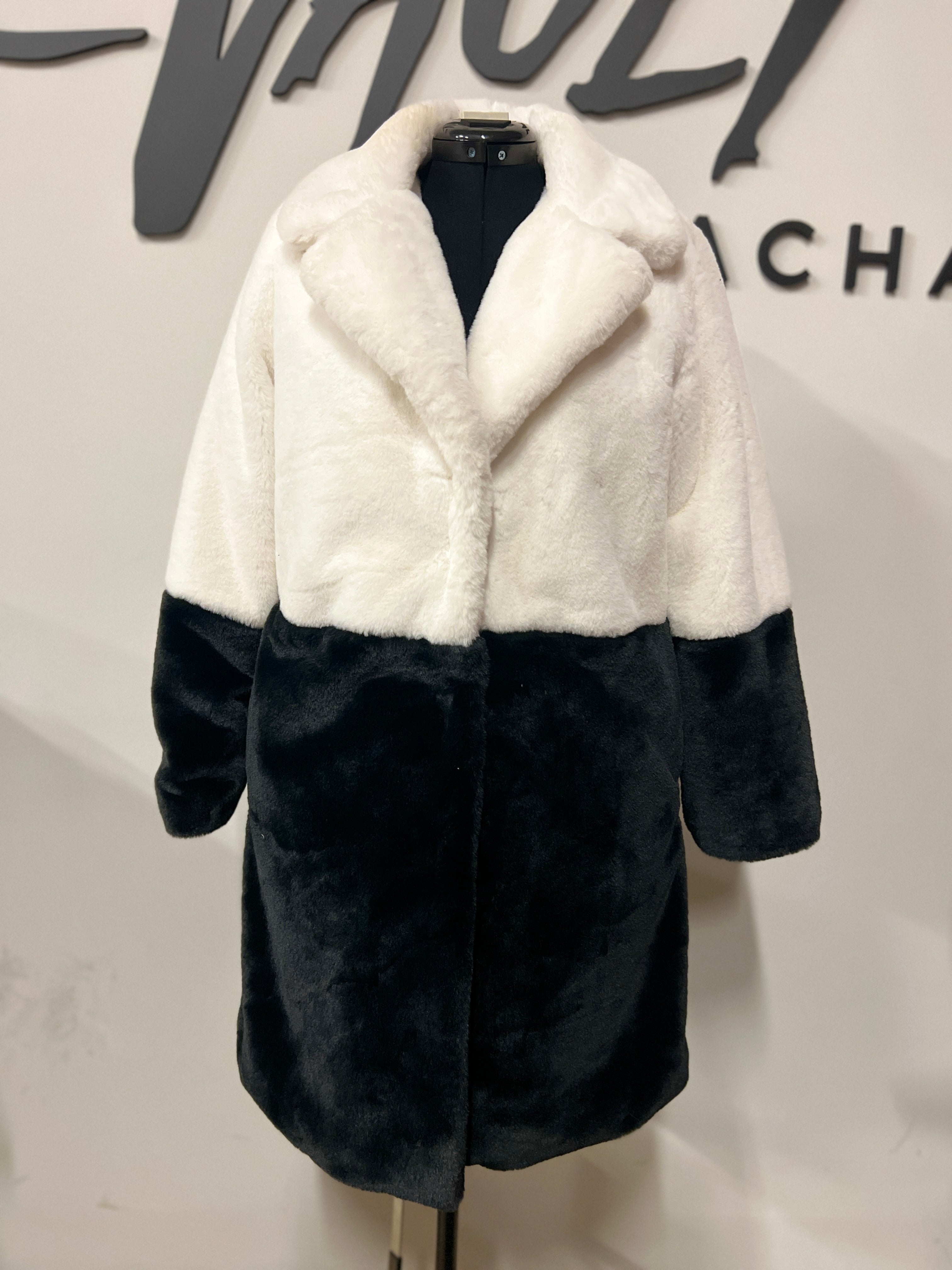 Black & White Contrast Fur Coat FINAL SALE - The Vault by Sacha