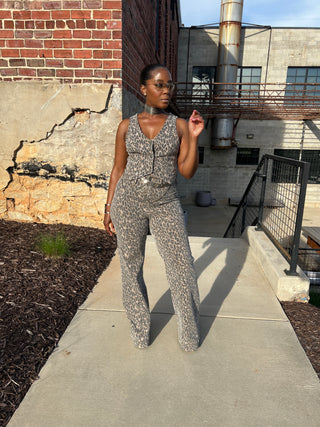 Chic Leopard Denim Two Piece Set | JEANS ONLY