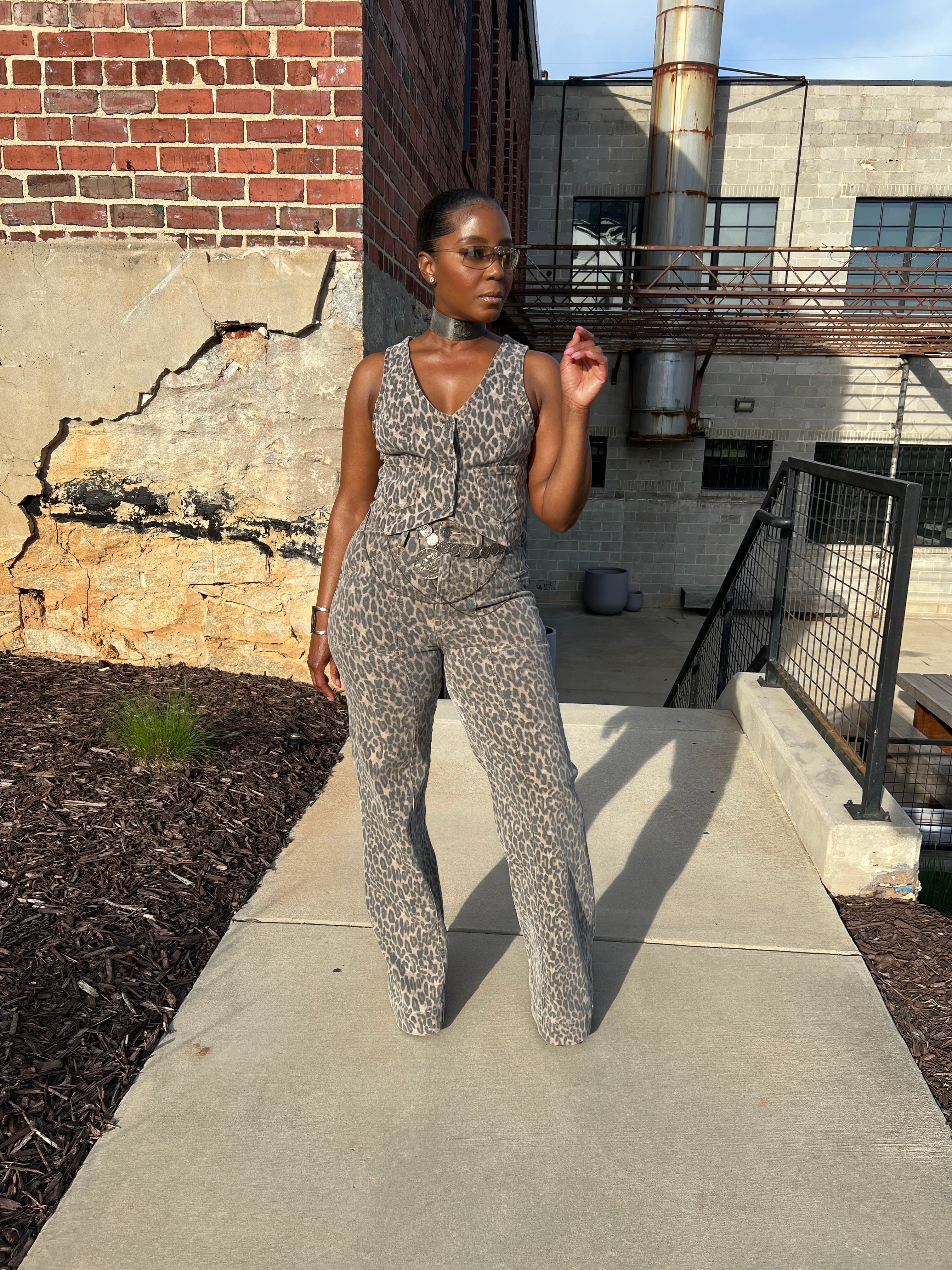 Chic Leopard Denim Two Piece Set | JEANS ONLY - The Vault by Sacha