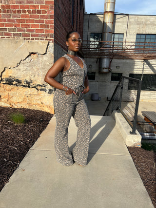 Chic Leopard Denim Two Piece Set | JEANS ONLY