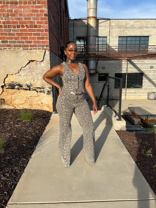 Chic Leopard Denim Two Piece Set | JEANS ONLY