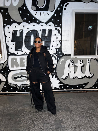 Lace Up Sweatsuit | Black - The Vault by Sacha