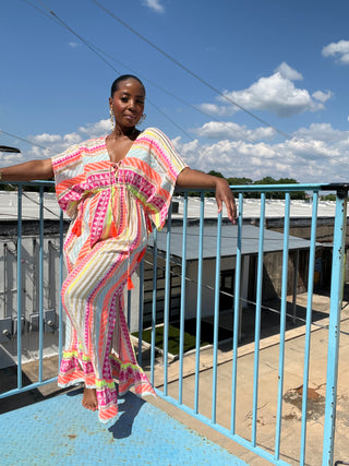 Flirty Fluorescent Striped Maxi Dress