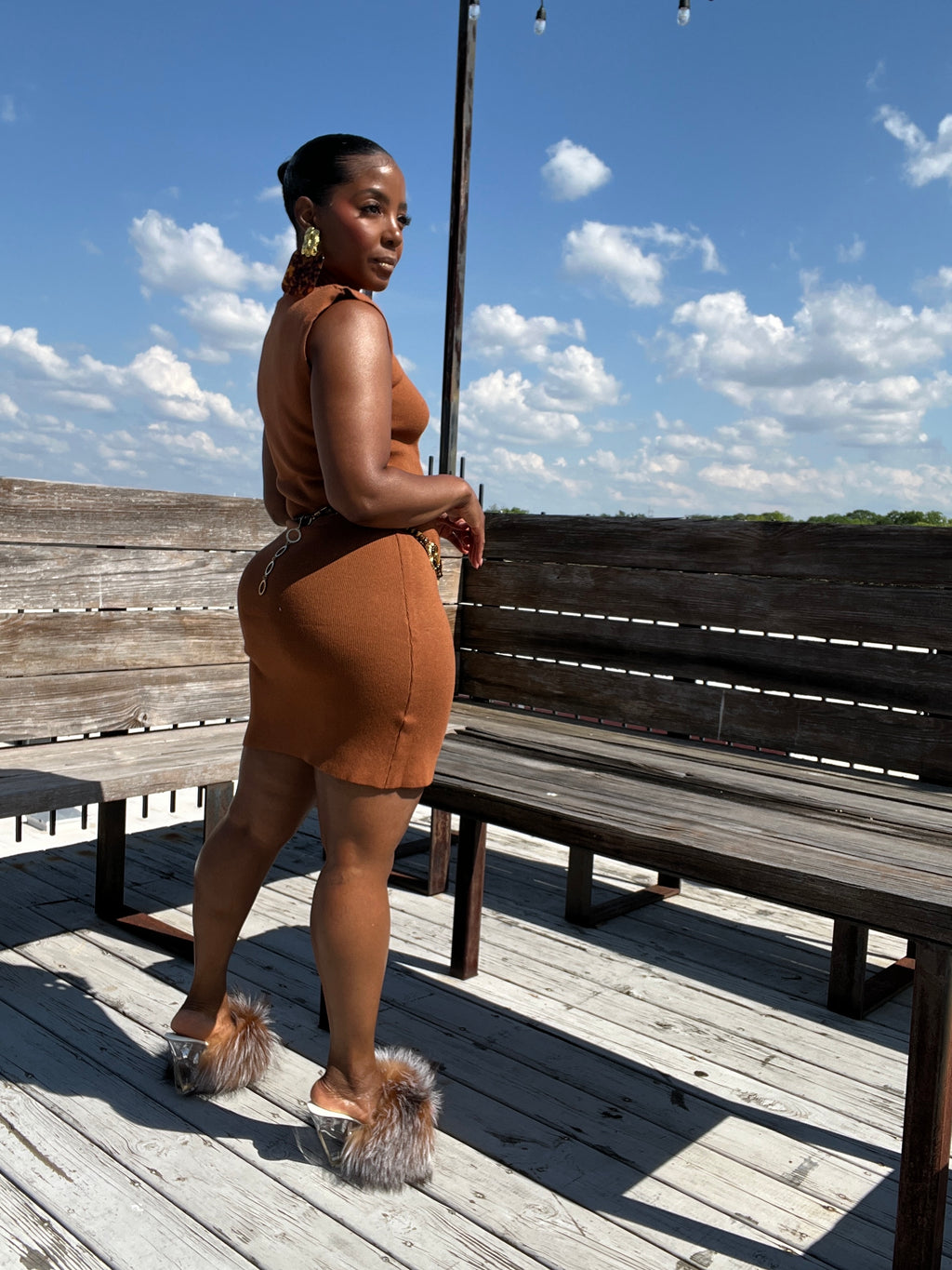 Penny Copper Stretch Knit Dress - The Vault by Sacha