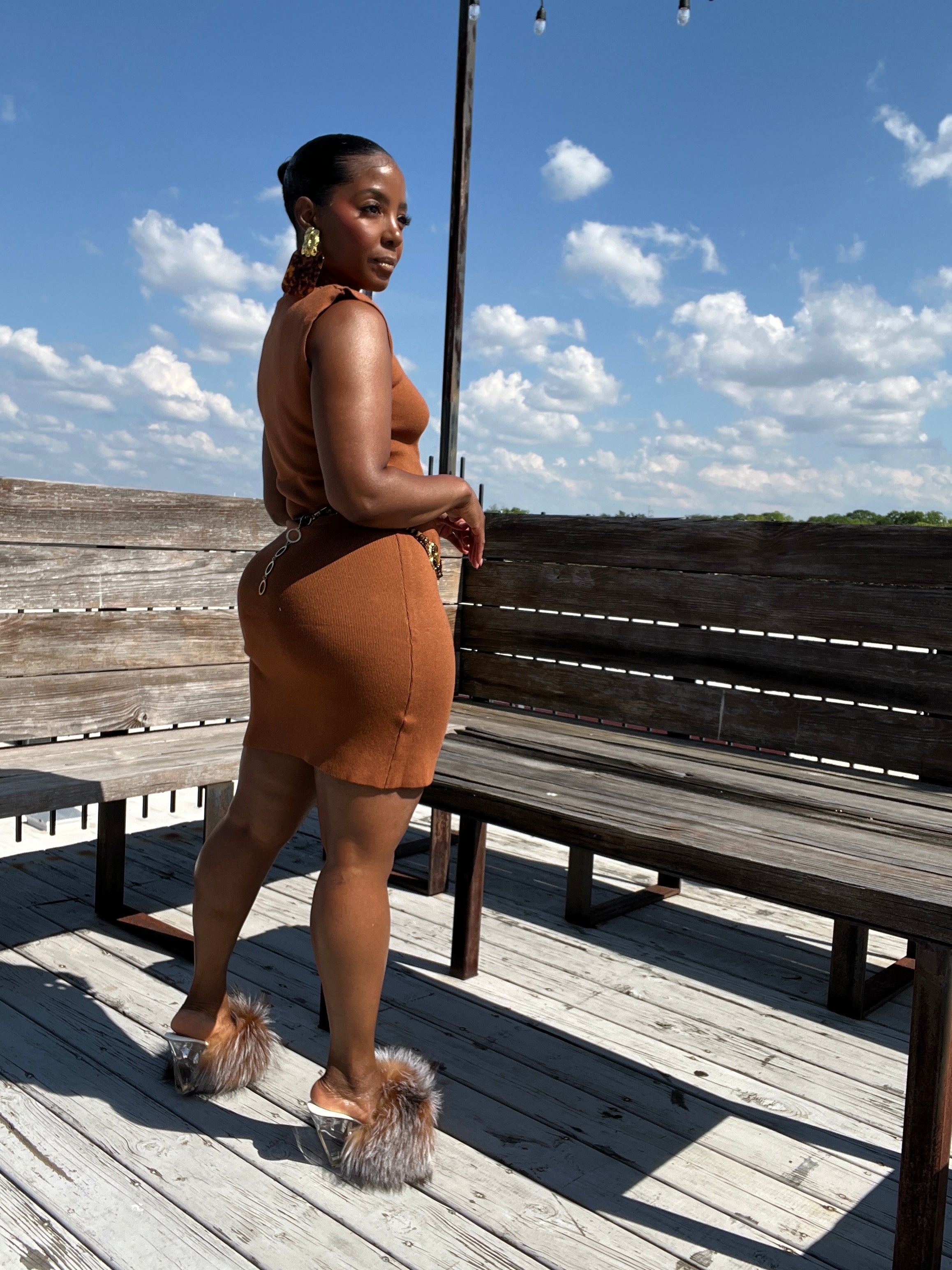 Penny Copper Stretch Knit Dress - The Vault by Sacha