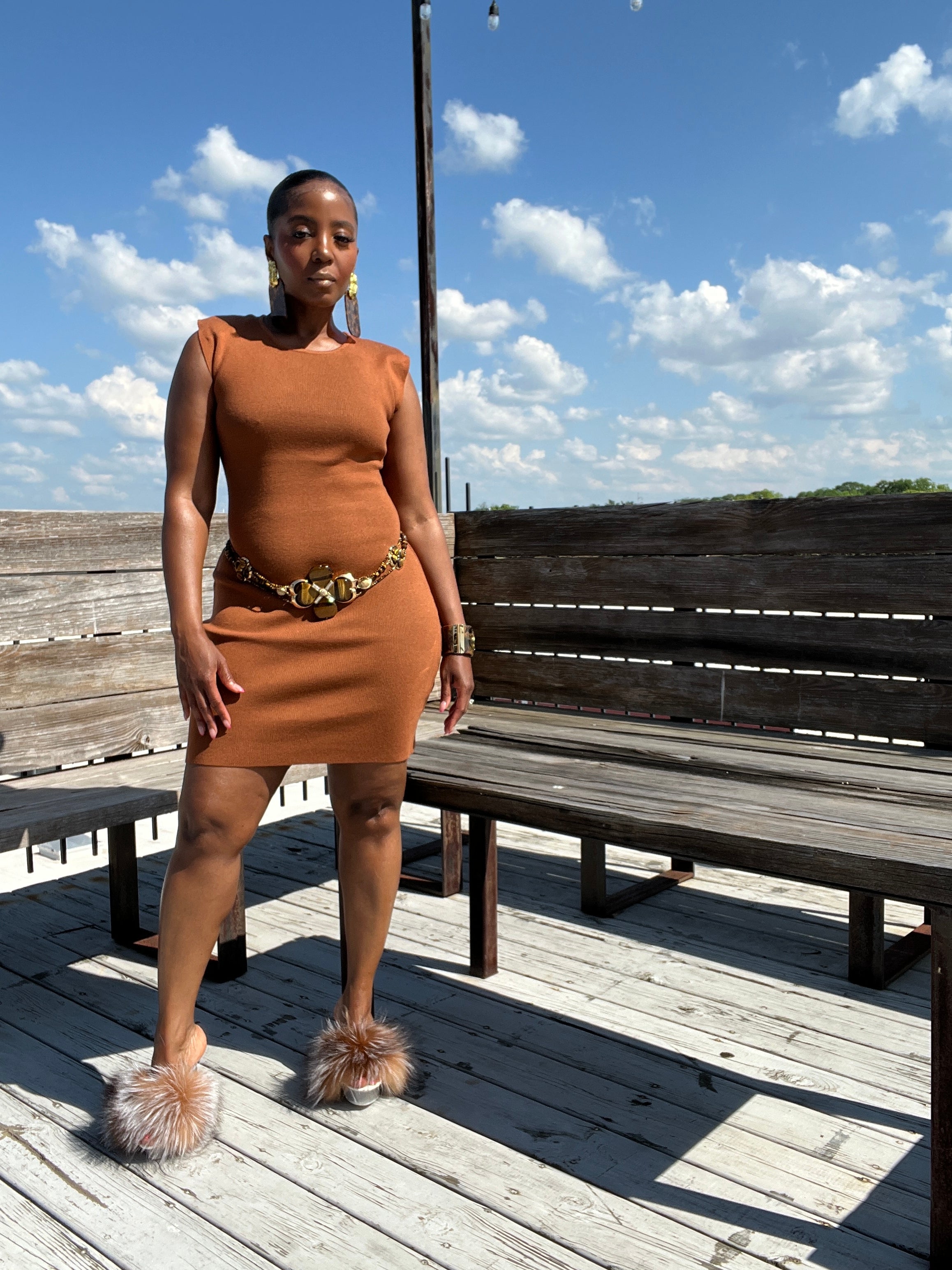 Penny Copper Stretch Knit Dress - The Vault by Sacha