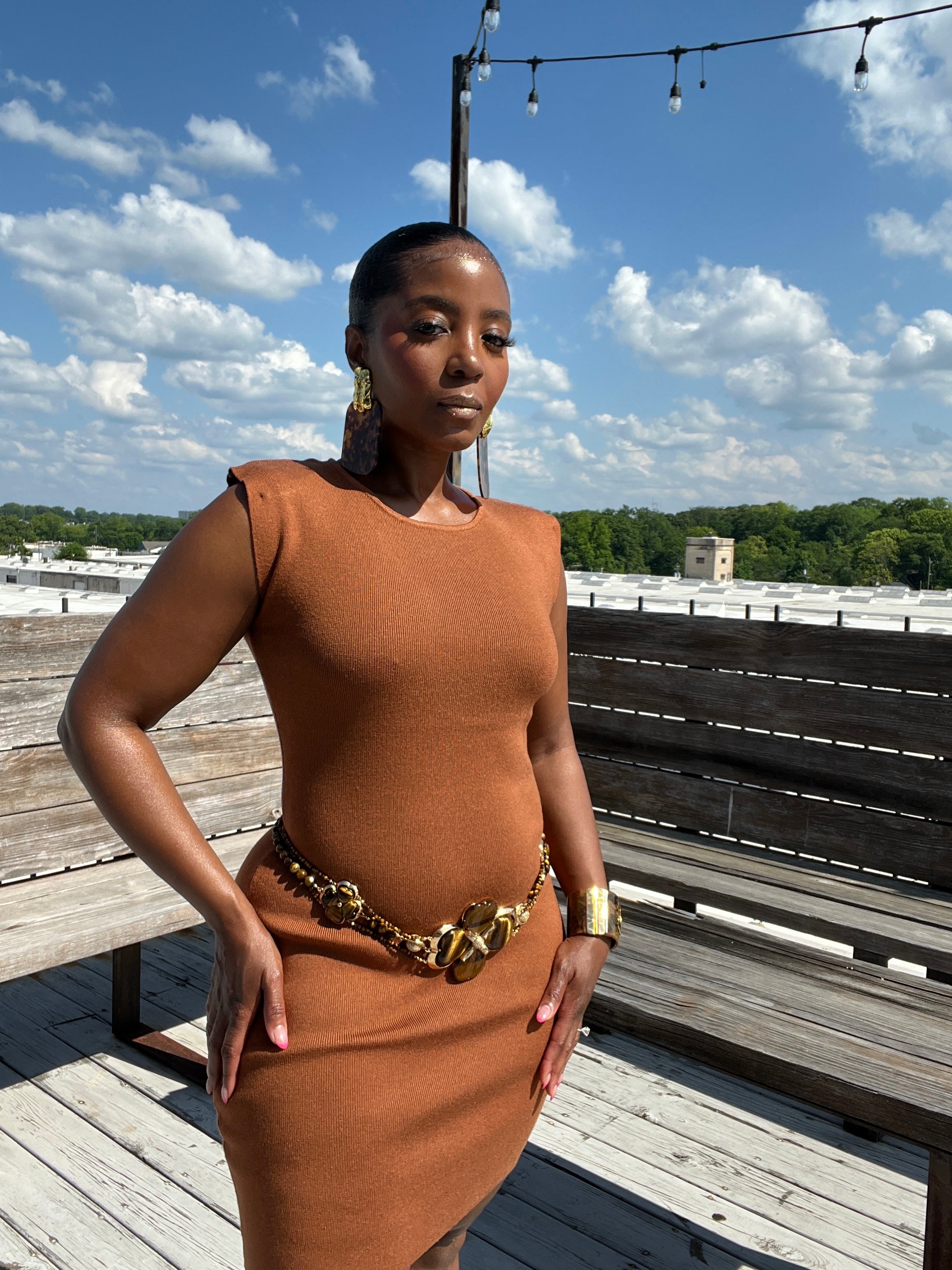 Penny Copper Stretch Knit Dress - The Vault by Sacha