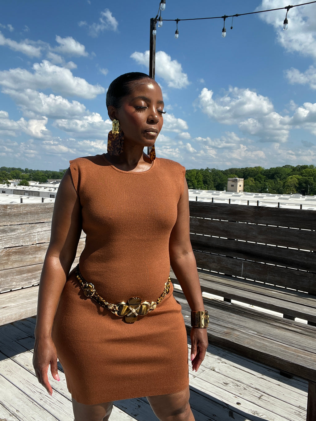 Penny Copper Stretch Knit Dress - The Vault by Sacha