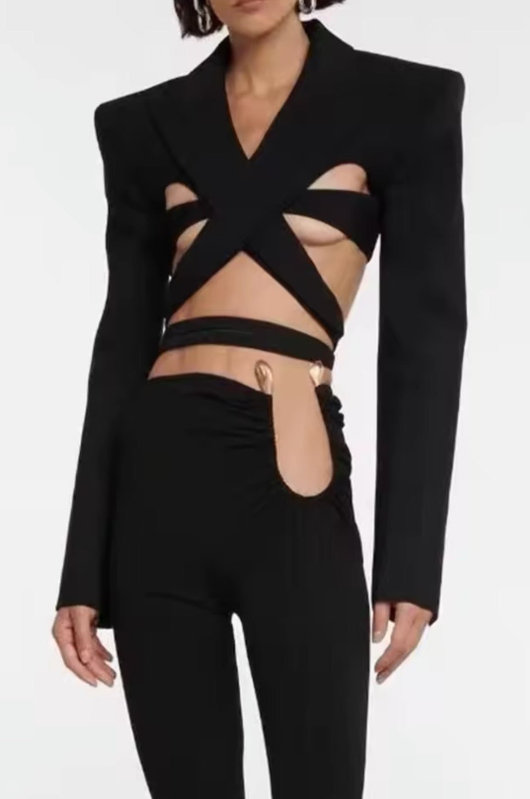 Black Cropped Cut Out Blazer - The Vault by Sacha
