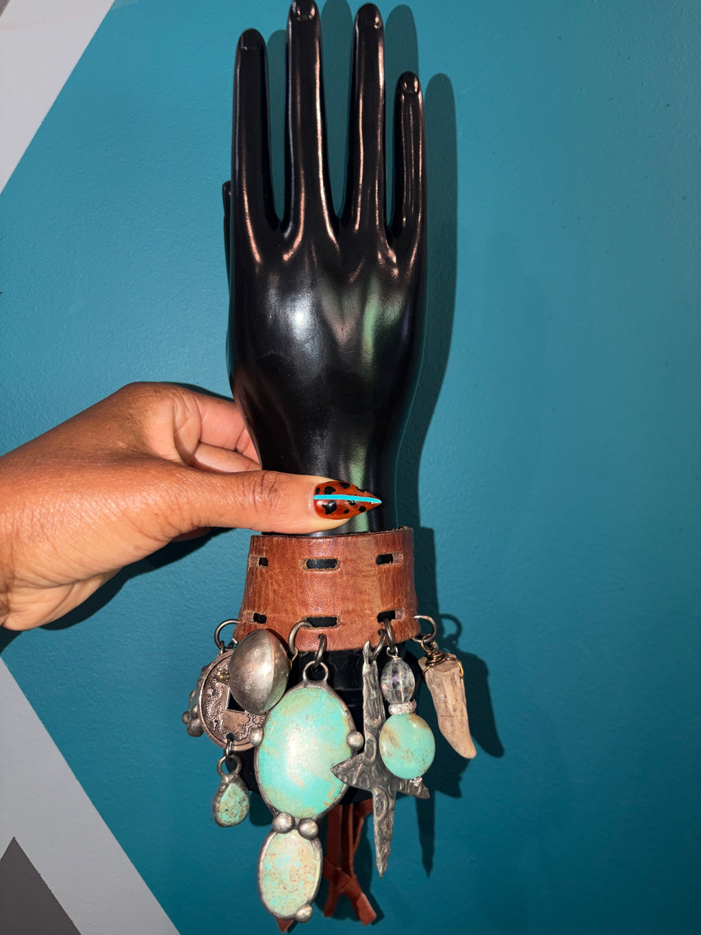 Turquoise Medicine Handmade Leather Bracelet - The Vault by Sacha