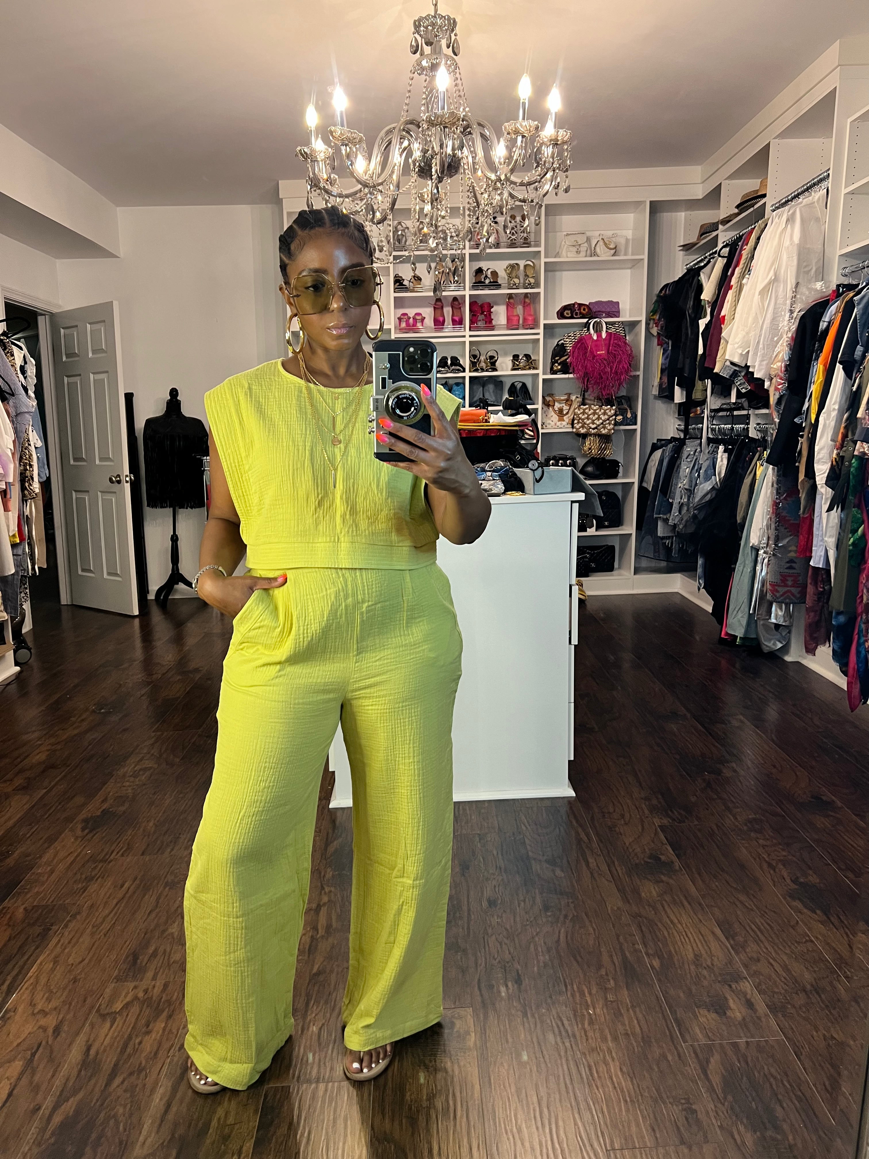 Lime Green Pant Set (SOLD TOGETHER)Final sale - The Vault by Sacha