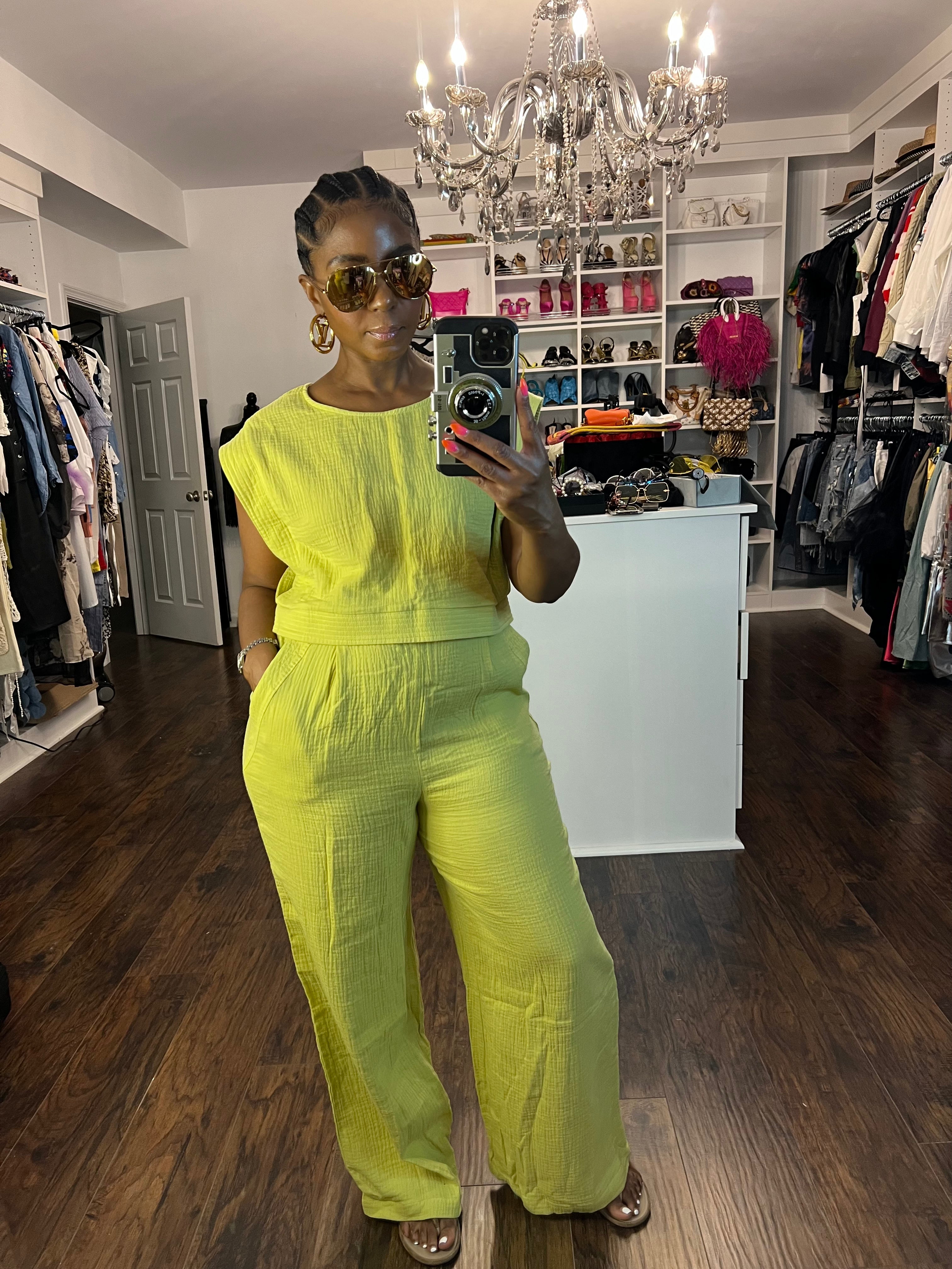 Lime Green Pant Set (SOLD TOGETHER)Final sale - The Vault by Sacha