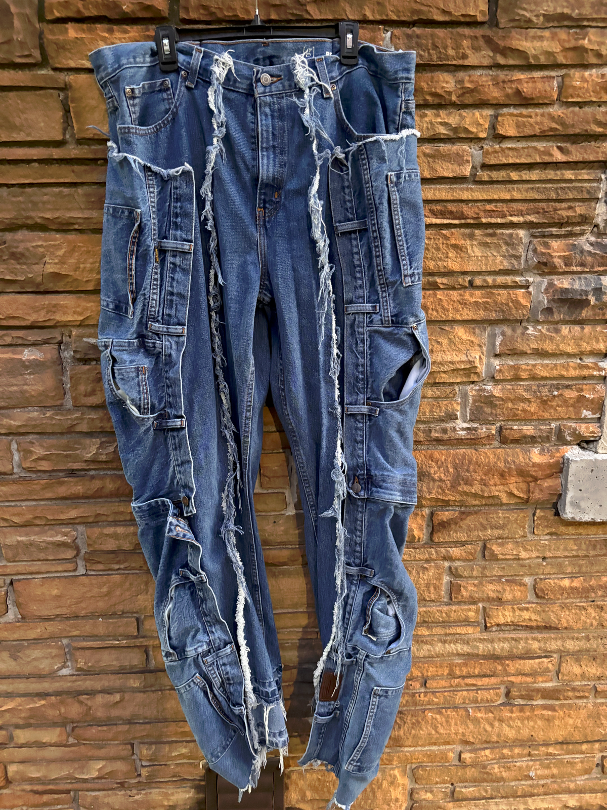 Custom Reworked Denim Pant 38 inch waist stretch - LONG - The Vault by Sacha