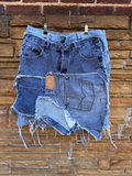Custom Reworked Denim Skirt 36 inch waist stretch - The Vault by Sacha