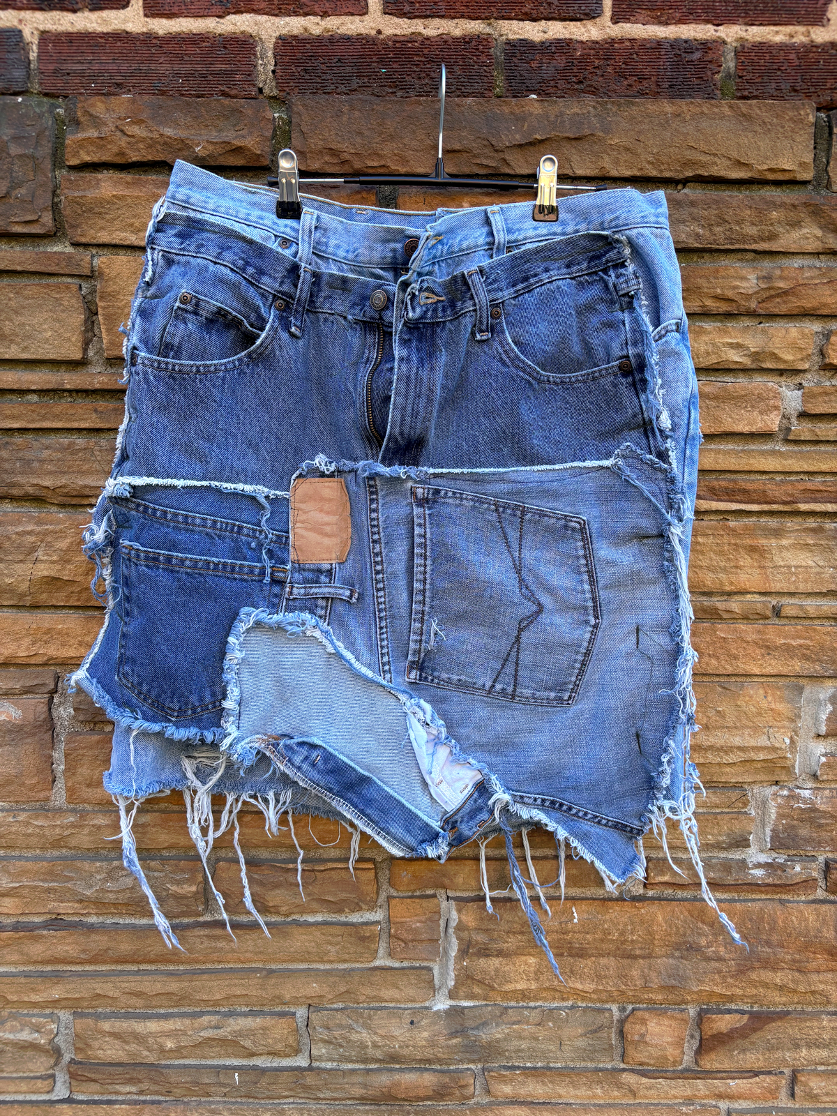 Custom Reworked Denim Skirt 36 inch waist stretch - The Vault by Sacha