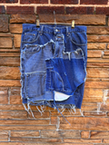 Custom Reworked Denim Skirt 34 inch waist stretch - The Vault by Sacha