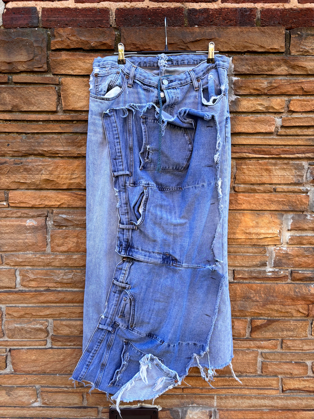 Custom Reworked Denim Skirt 30 inch waist stretch - The Vault by Sacha