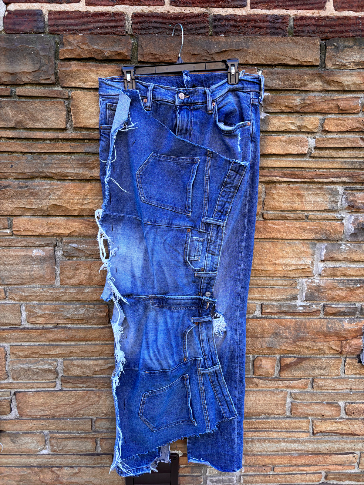 Custom Reworked Denim Skirt 34 inch waist stretch - The Vault by Sacha