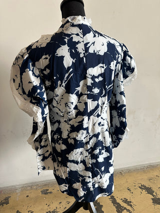 Blue Floral top w/ Lace Trim - The Vault by Sacha