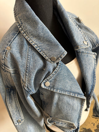 Denim Motorcycle Biker Jacket - The Vault by Sacha