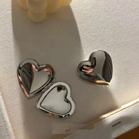 Silver Heart Locket Earrings
