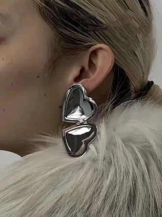 Silver Heart Locket Earrings - The Vault by Sacha