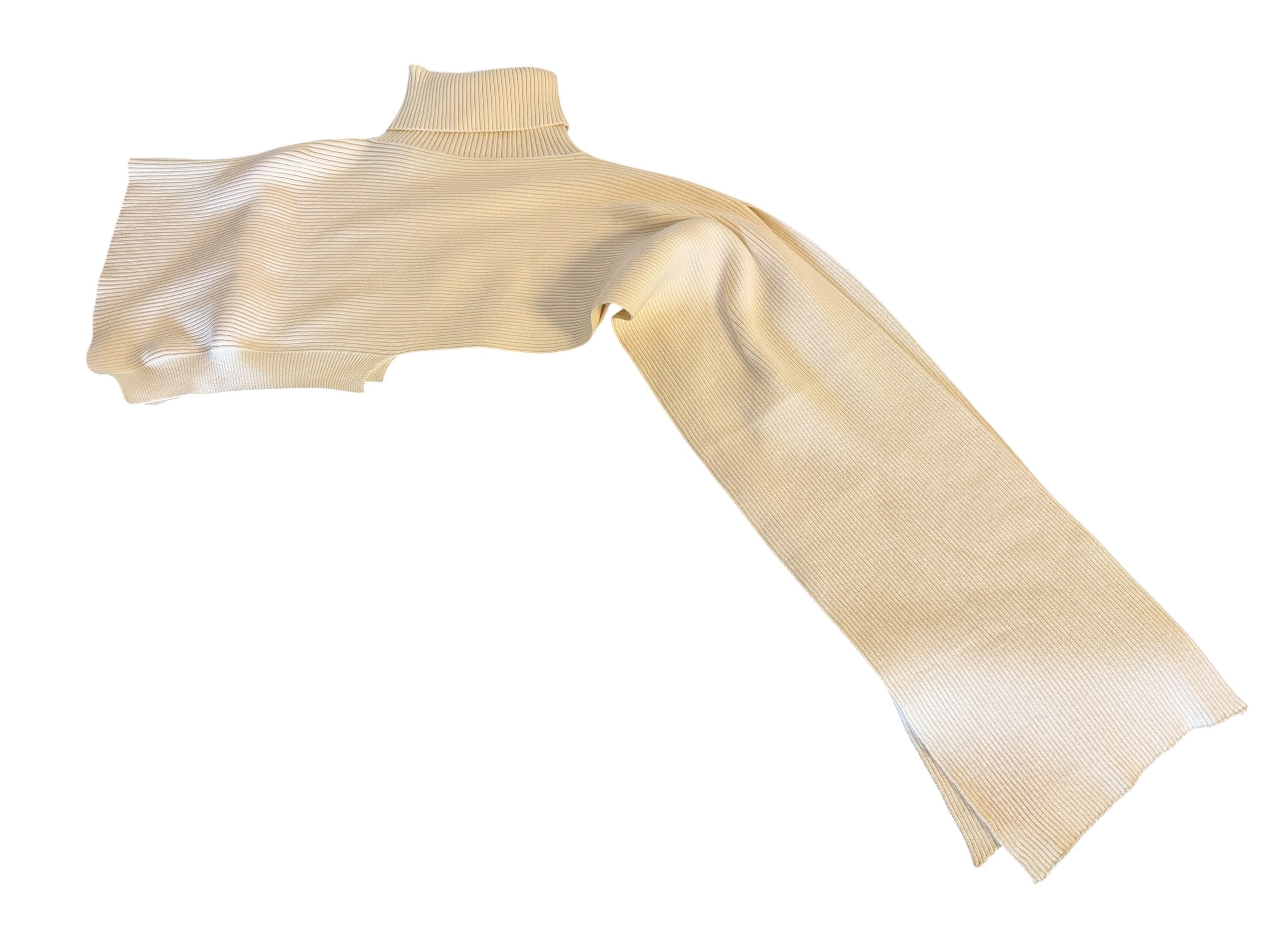 Turtleneck Shawl White Knit