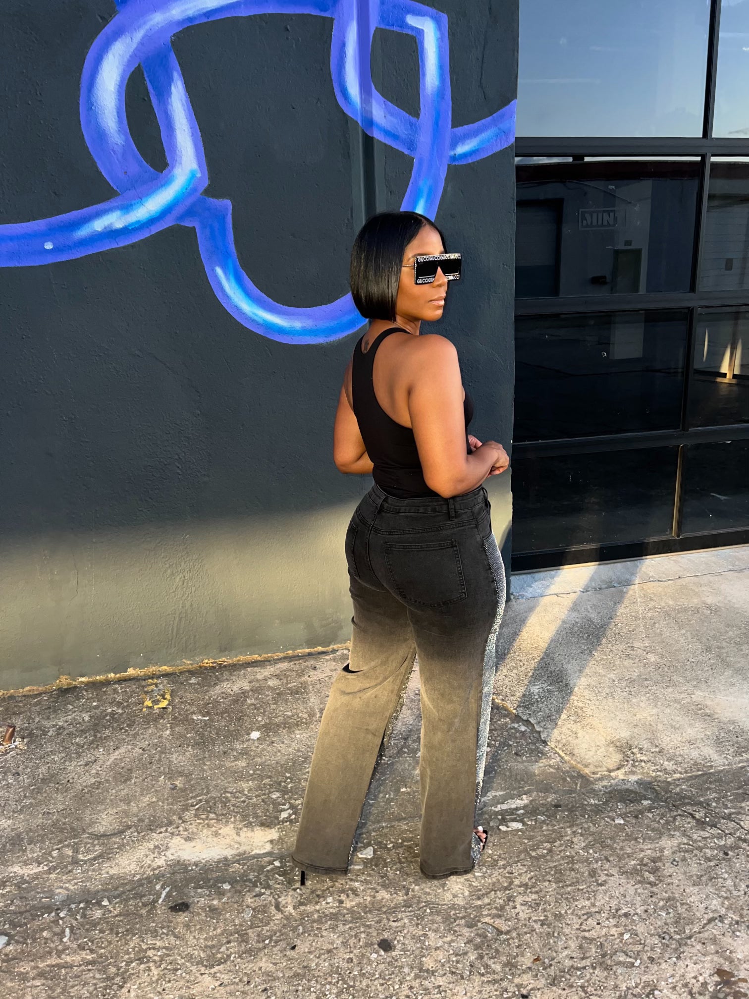 Black Rhinestone Jeans - The Vault by Sacha