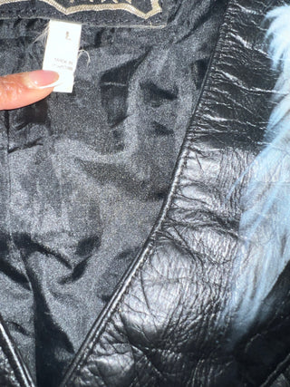 Hand Painted Beaded Fringe Leather Vest | L