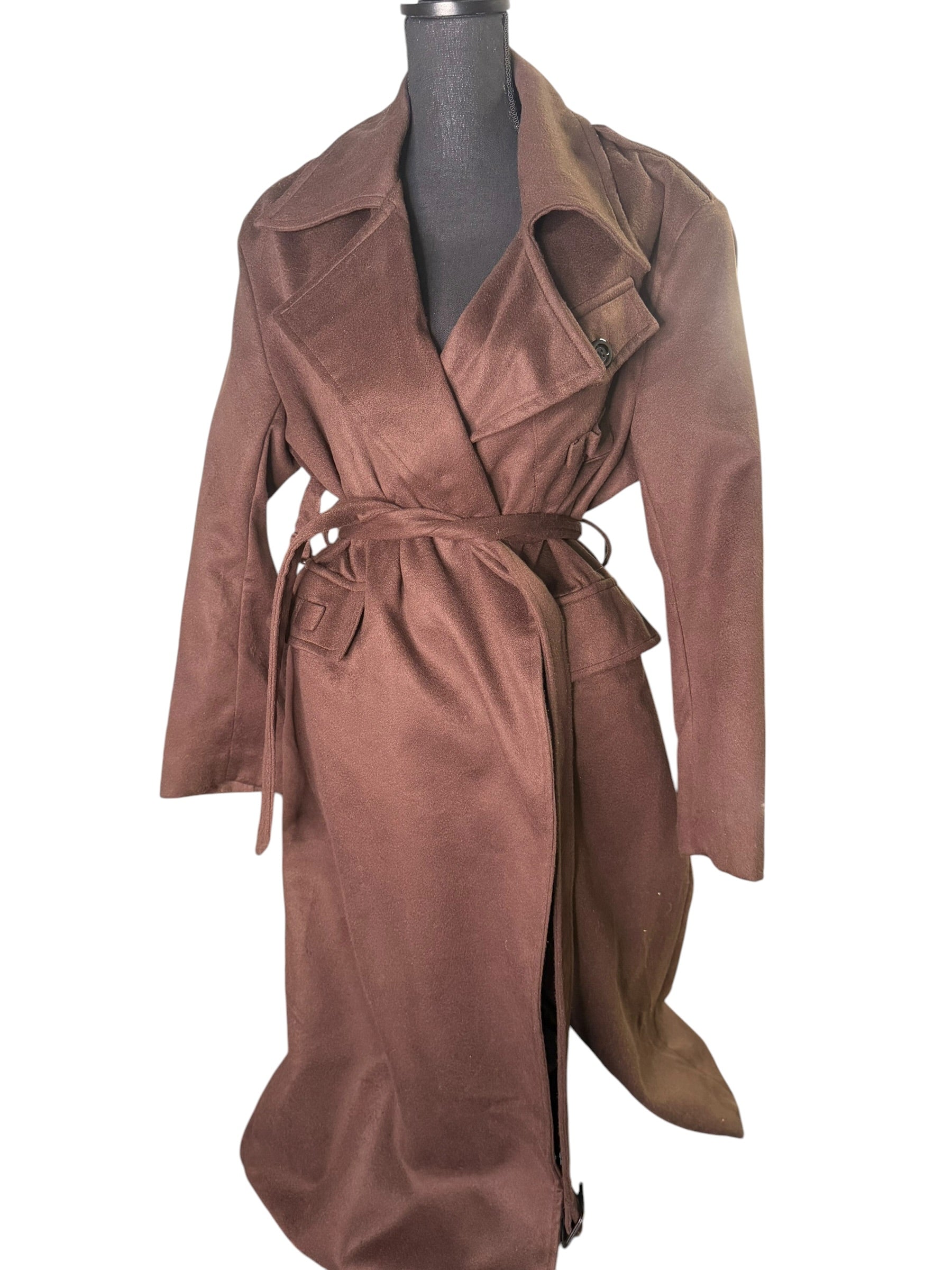 Suede Trench Coat (Brown) - The Vault by Sacha