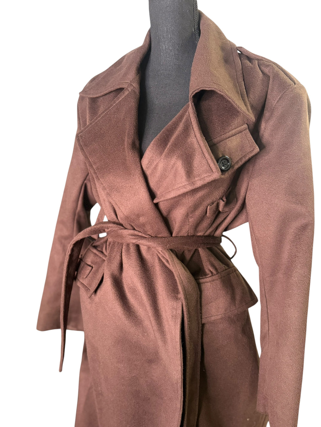 Suede Trench Coat (Brown) - The Vault by Sacha