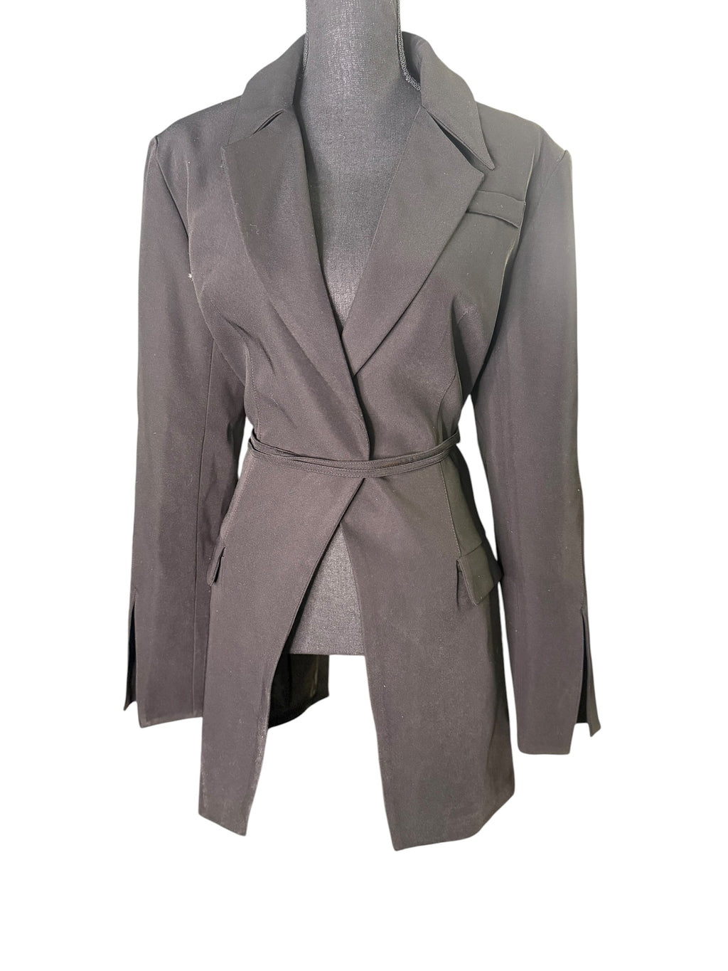Backless Belted Blazer (Black) - The Vault by Sacha