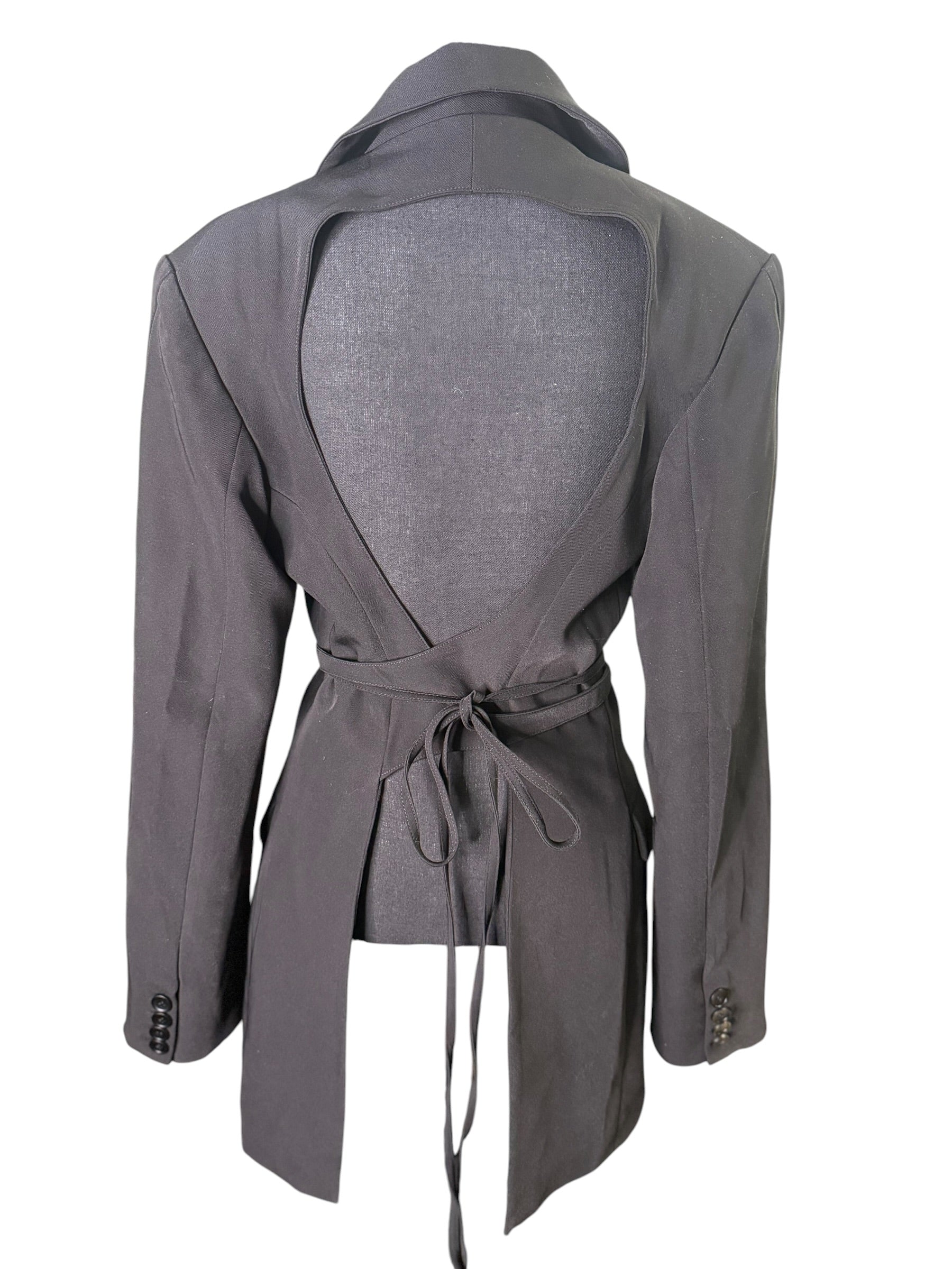 Backless Belted Blazer (Black) - The Vault by Sacha