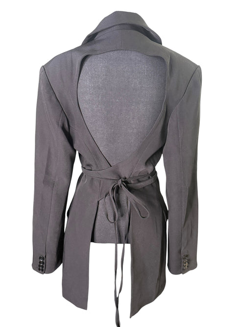 Backless Belted Blazer (Black) - The Vault by Sacha