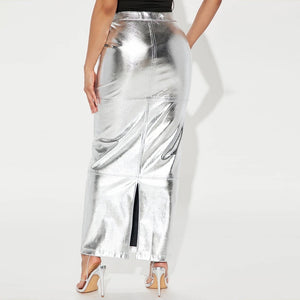 Platinum Stretch Pencil Skirt