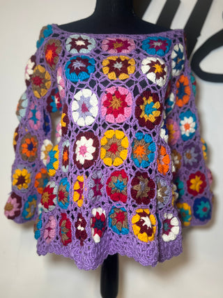 Purple Flower Patchwork Sweater | SIZ E S/M | FINAL SALE - The Vault by Sacha