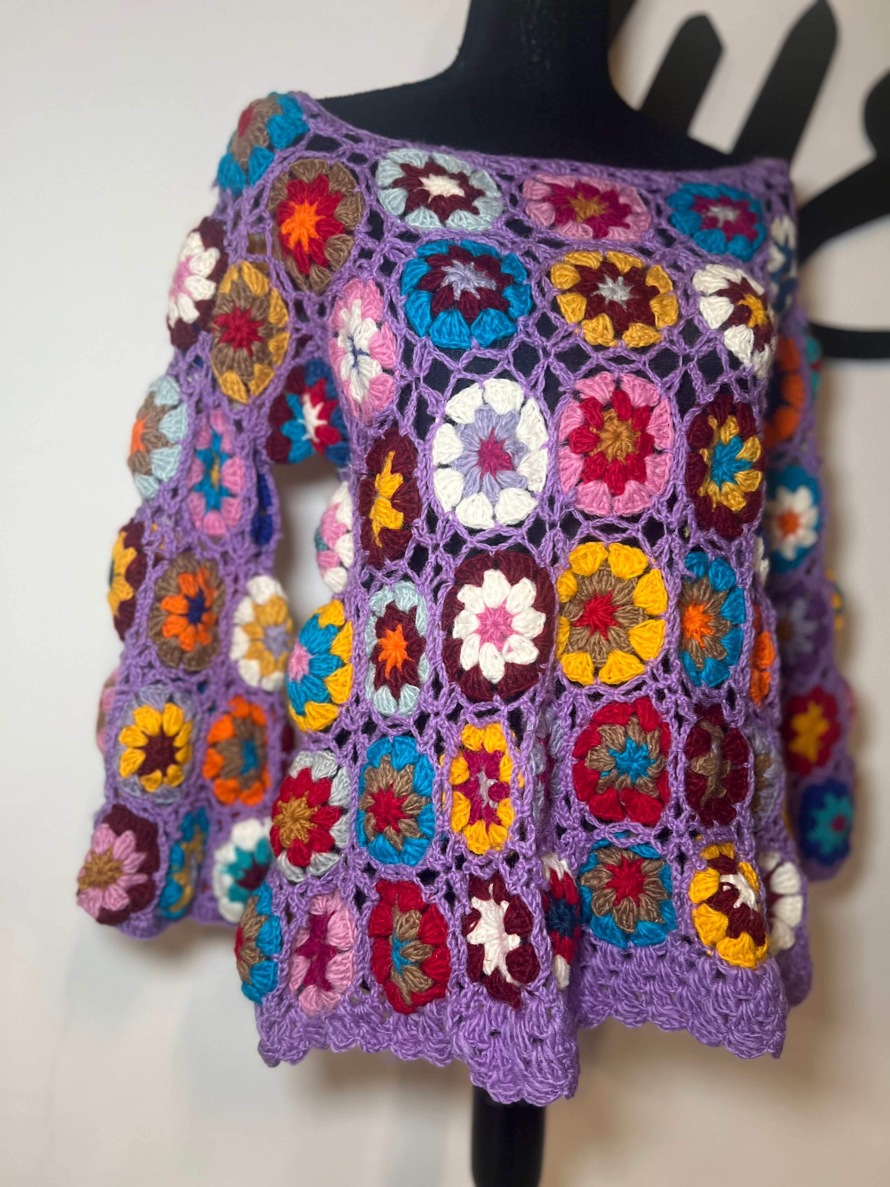 Purple Flower Patchwork Sweater | SIZ E S/M | FINAL SALE - The Vault by Sacha