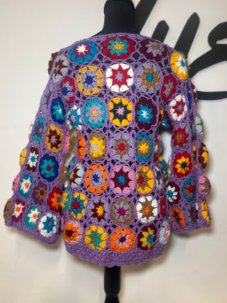 Purple Flower Patchwork Sweater | SIZ E S/M | FINAL SALE - The Vault by Sacha