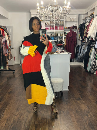 Fire 🔥 Color Block Maxi Sweater Dress - The Vault by Sacha