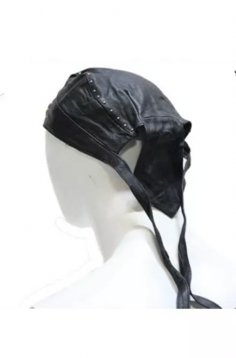 Beaded Studded Leather Biker Cap - The Vault by Sacha