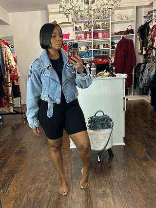 Denim Motorcycle Biker Jacket - The Vault by Sacha