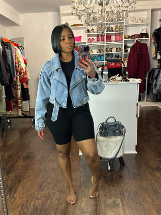 Denim Motorcycle Biker Jacket - The Vault by Sacha