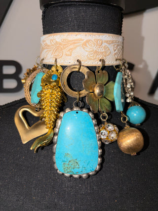 The Turquoise Bloom Handmade Leather Choker