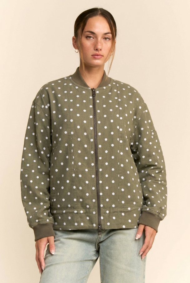 The Olive Dot Bomber Jacket - PREORDER 07/30