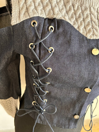 Cableknit Lace Up Denim Top - The Vault by Sacha