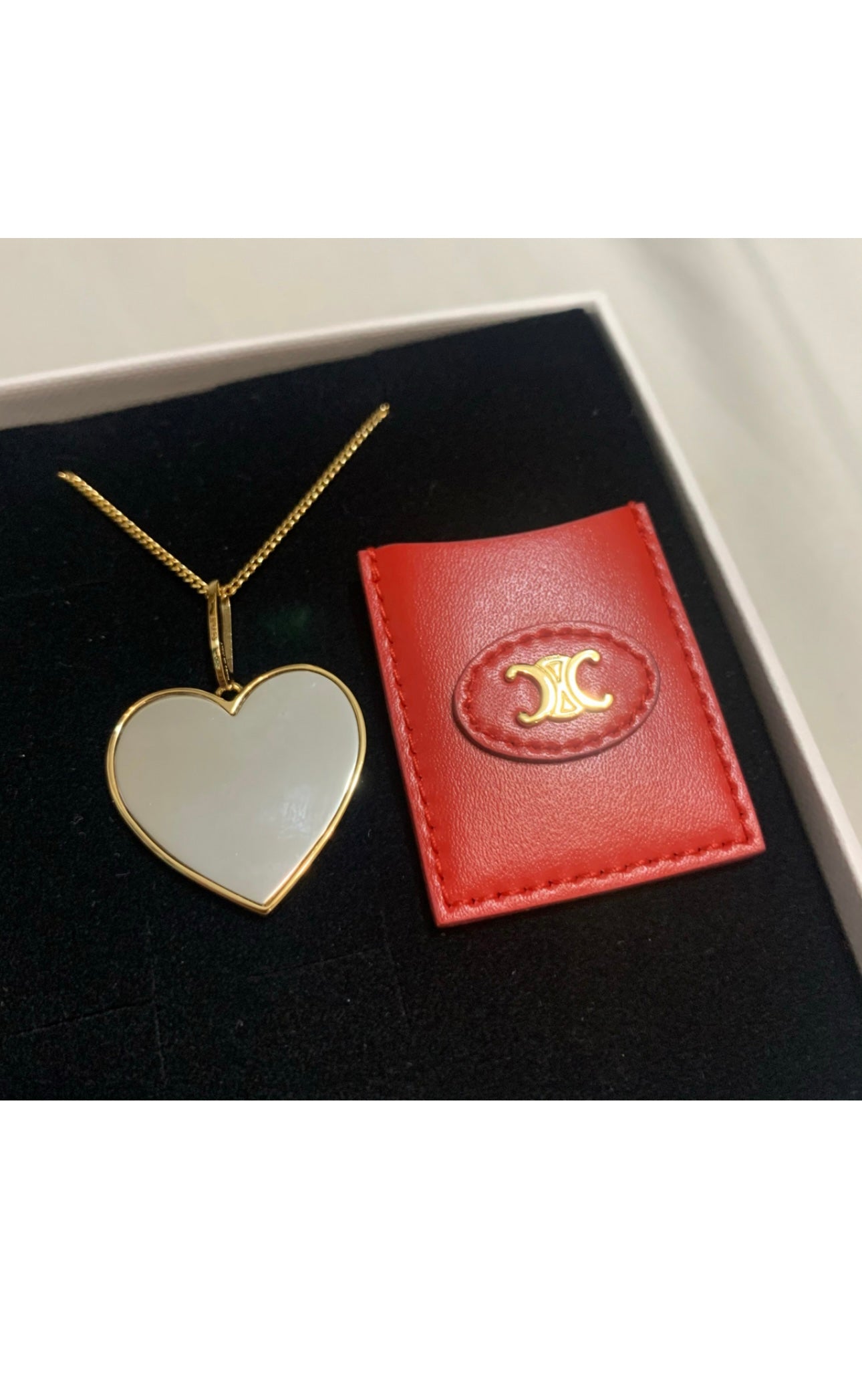 Celine heart shaped mirror necklace